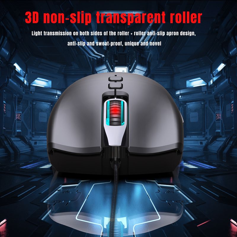 A883 Colorful Glowing 7D Game Mouse, Esports Wired Mouse 6400dpi Adjustable Macro Programming_voghion.com
