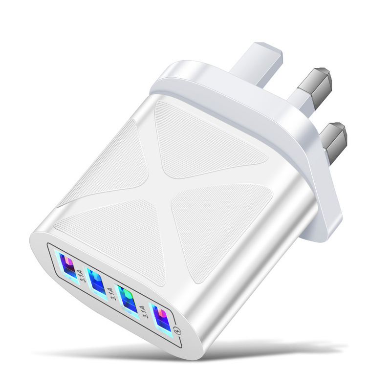 Chargeur de téléphone portable Music Festival Luminous 4USB Tête de charge de voyage 3A Chargeurs standards américains, européens et britanniques_voghion.com