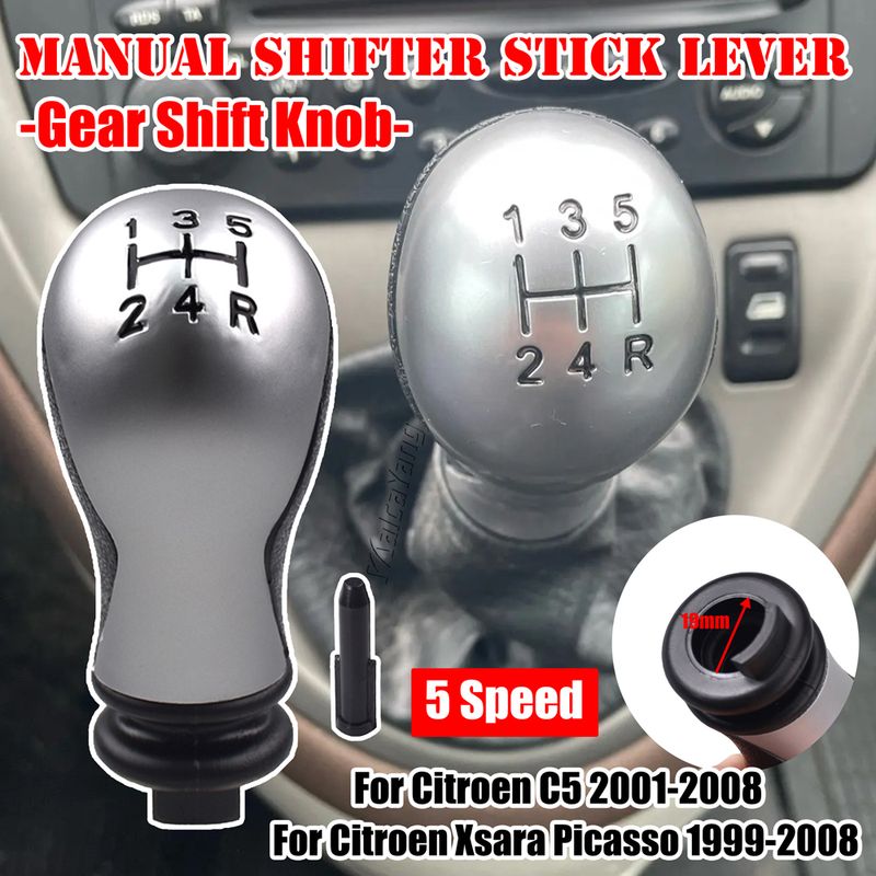 Pomello del cambio manuale a 5 velocità Car Styg Leva del cambio Testa della penna per Citroen C5 2001-2008 Xsara 1999-2008 Con adattatore_voghion.com