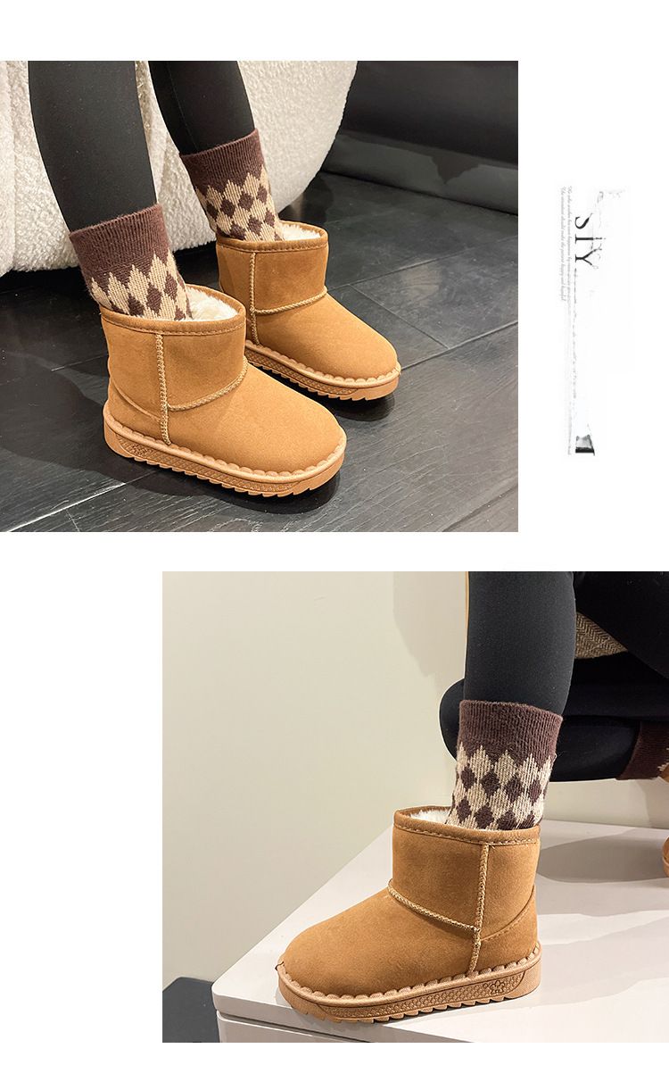 Calçados infantis de outono e inverno, sapatos infantis de algodão para bebês, botas de neve infantis com forro de lã, botas Martin, moda para meninos e meninas, botas curtas_voghion.com