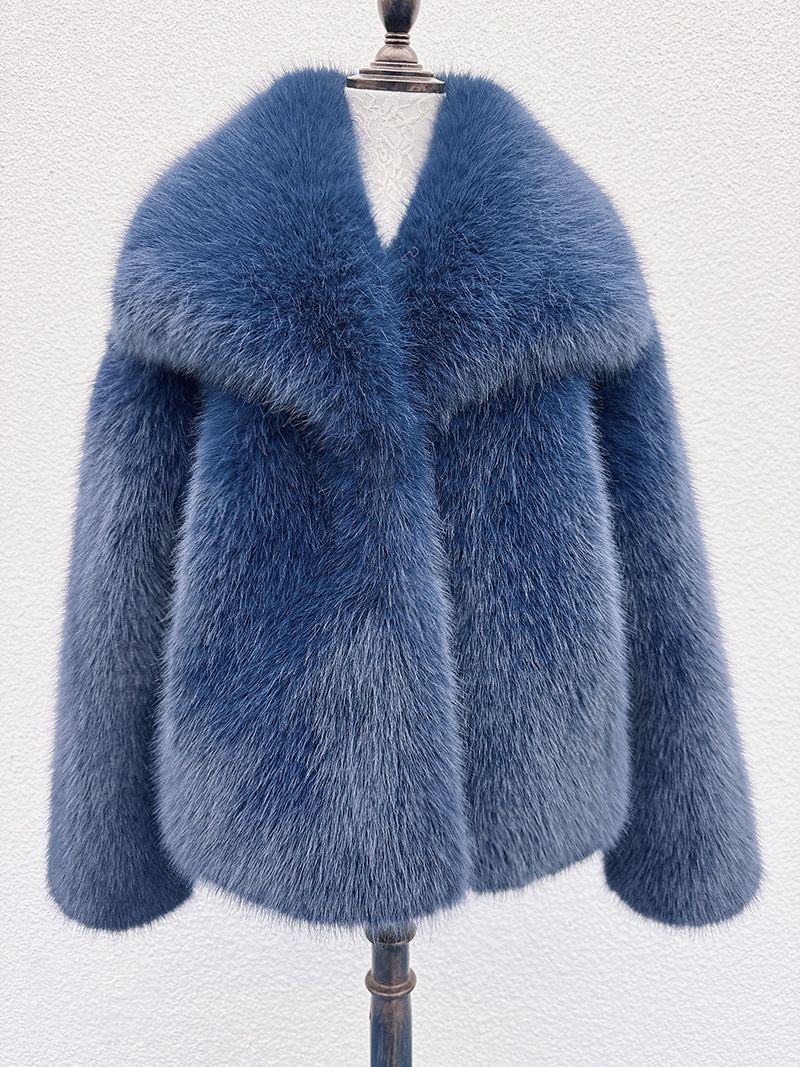 Luxury Faux Fox Fur Coat – Oversized Lapel, Plush & Warm Winter Coat For Women_voghion.com