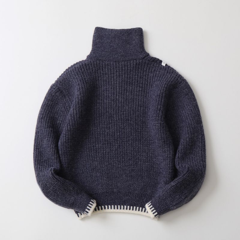 Jacquard-Pullover mit halbem Reißverschluss für Jungen aus Lammwolle mit halbem Reißverschluss für Mutter und Kind – weiche und warme Winterstrickware für große Kinder (130–170 cm) – einfarbig_voghion.com