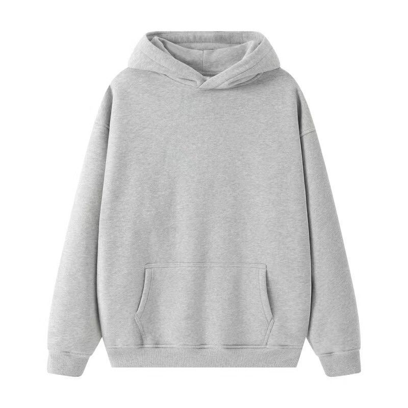 Felpa in pile da uomo, tinta unita, pullover da coppia, ampia, di media lunghezza, alla moda_voghion.com