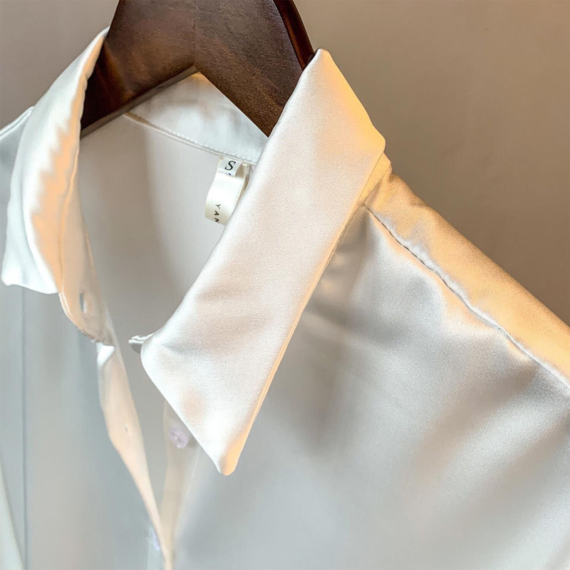 Camicia da donna in raso a maniche lunghe per donna 2024 camicia ampia retrò drappeggiata primavera e autunno_voghion.com
