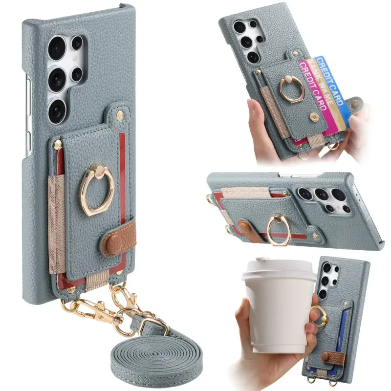 Crossbody-Geldbörse mit Kartenhalter für Samsung S25 S24 Plus S23 S22 Ultra S21 FE A56 A36 A26 A16 A06 A55 A35 A15 Ringhülle_voghion.com