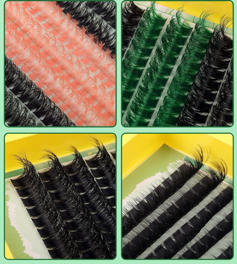 Segmented False Eyelashes DIY Kit, Large - Capacity Lash Extension Set, Mixed - Color With Colorful And Black Clusters_voghion.com