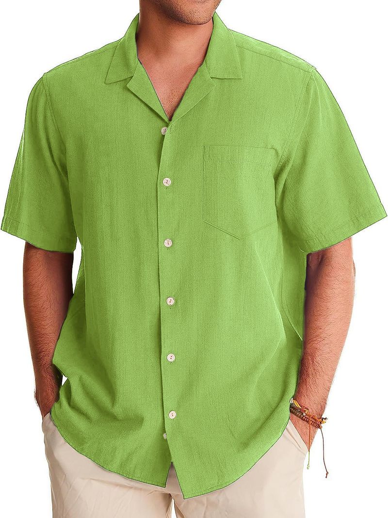 Herrenbekleidung Herrenhemd Neue Herren Bedruckte Casual Kurzarmhemd Revers Herren_voghion.com