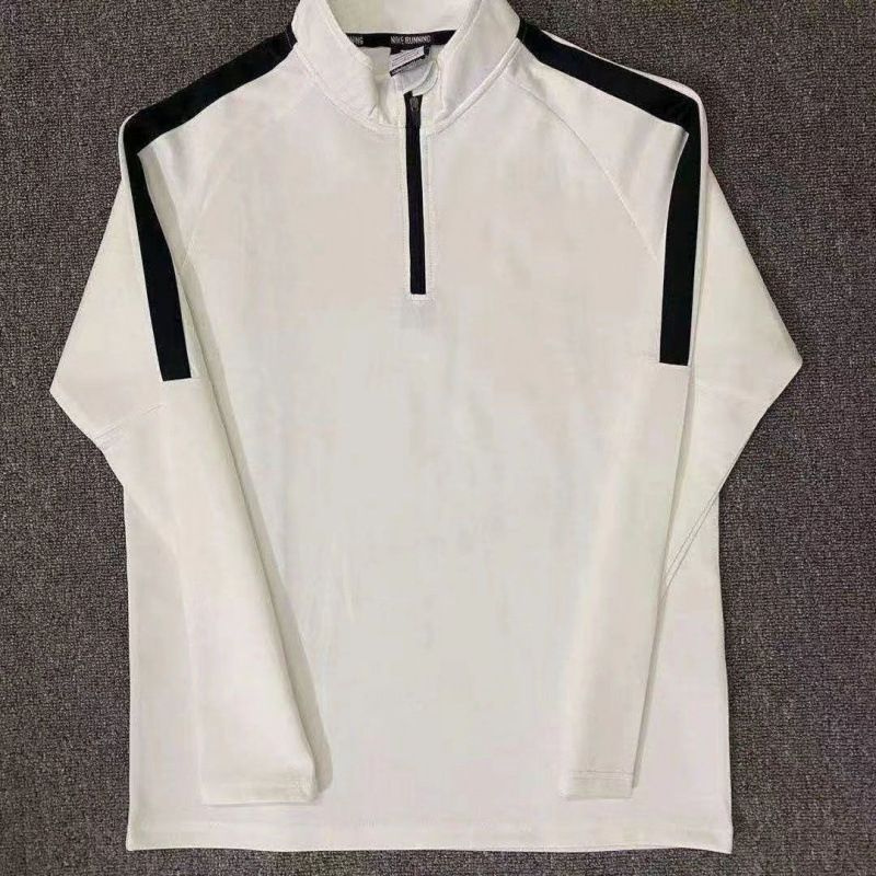 Conjunto de roupas fitness masculinas, secagem rápida, treinamento, gola alta solta, manga comprida, meio zíper, corrida, top, nova roupa esportiva_voghion.com