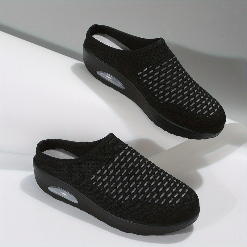 Plateau-Pantoletten-Sneaker für Damen, bequeme Schlupfschuhe mit geschlossener Zehenpartie, Damenschuhe mit Luftpolster_voghion.com