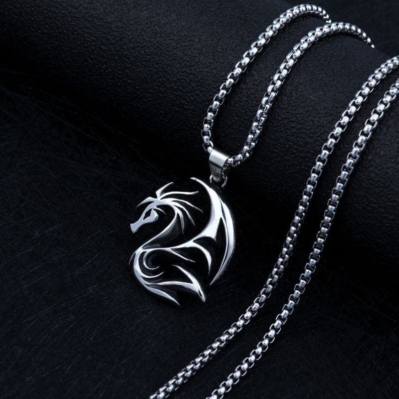 Necklace Men's Jewelry Fashion Exquisite Titanium Personalized Flying Dragon Pendant_voghion.com