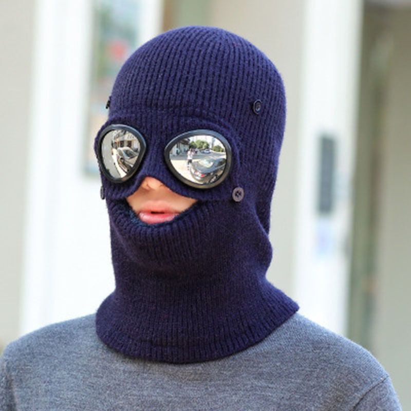 LazyZoom Women's With Fleece Lining, Thickened For Warmth, Winter Cycling Cold-Proof Ear Protection Knitted Wool Hat, Windproof_voghion.com