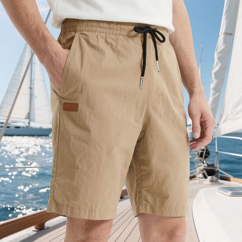 Pantalones de playa para hombre, de verano, informales, ligeros y lujosos, de cinco puntos, con cordón cruzado, talla grande_voghion.com