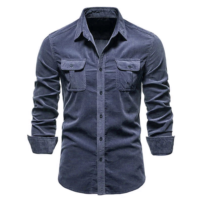 001 In Stock New Spring Cross-Border Men's Multi-Pocket Workwear Long Sleeve Casual Sports Shirt_voghion.com