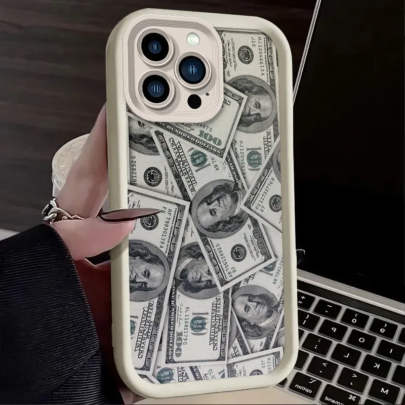 Stoßfeste, weiche Silikonhülle für iPhone 16 15 14 13 12 11 Pro Max X XS X S Max XR SE 2020 7 8 Plus Dollar-Banknote-Flüssigkeitsabdeckung_voghion.com