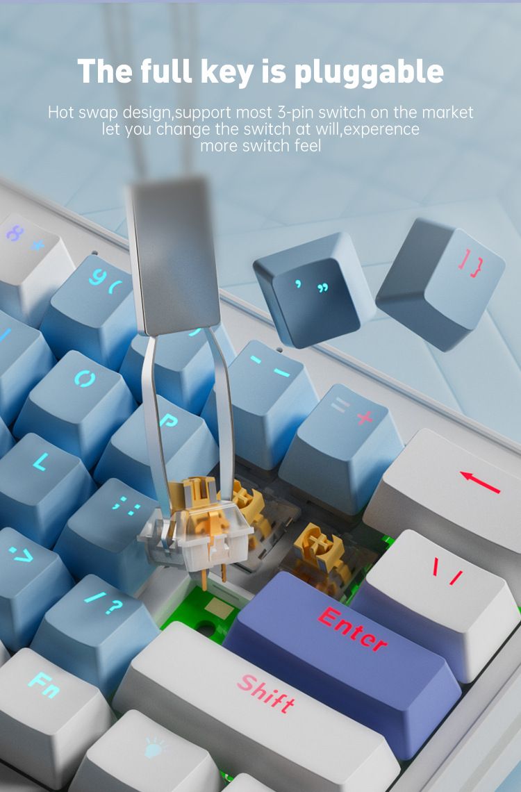 Tastiera da gioco per computer AG61, meccanica cablata, di tipo C, con guarnizione sostituibile a caldo, silenziosa e di piccole dimensioni_voghion.com