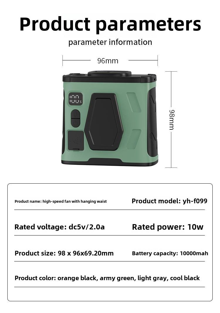 Venkovní ventilátor s rychlým chlazením, přenosný USB nabíjecí ventilátor s dlouhou výdrží baterie, bezkartáčový motor, továrna na krk_voghion.com
