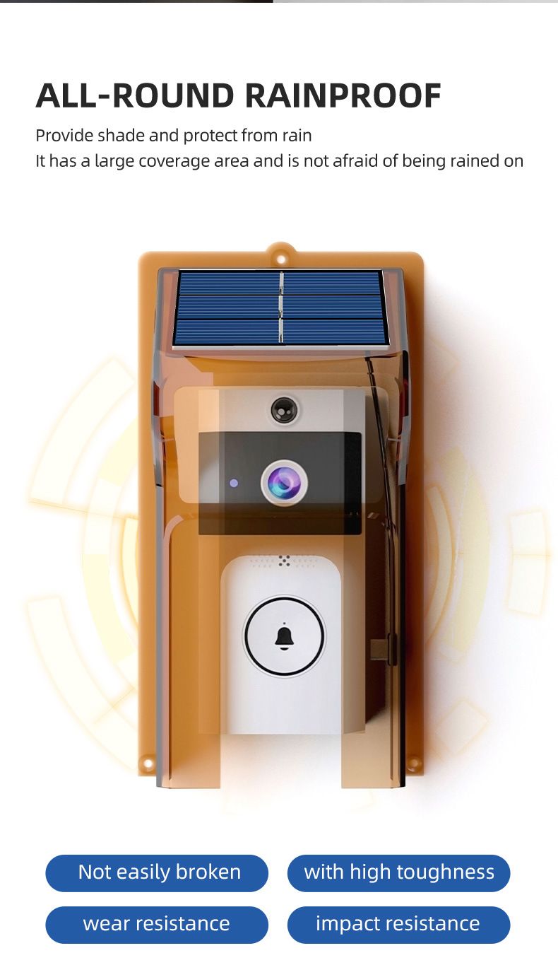 Draadloze videodeurbel met zonne-regenkap, ultralange standby-intercombewakingscamera met stemverandering_voghion.com
