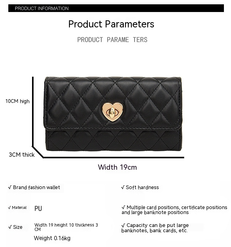 Kleine duftende Wind mittellange Lingge Love Lock Buckle Zero Wallet Damentasche_voghion.com