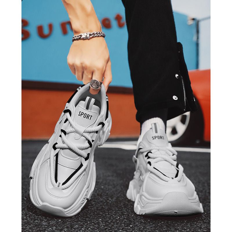 Scarpe da papà per uomo Ins Trend Aumento autunno Scarpe per uomo Sport Piccole scarpe bianche per uomo Tutte le tendenze Scarpe con suola spessa Tide_voghion.com