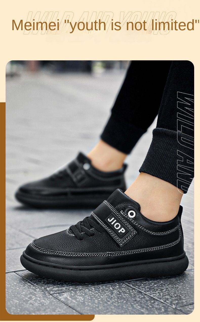 Autunno Nuovo Bambini Microfibra Pelle Sneakers Velcro Scarpe Casual Piatte_voghion.com