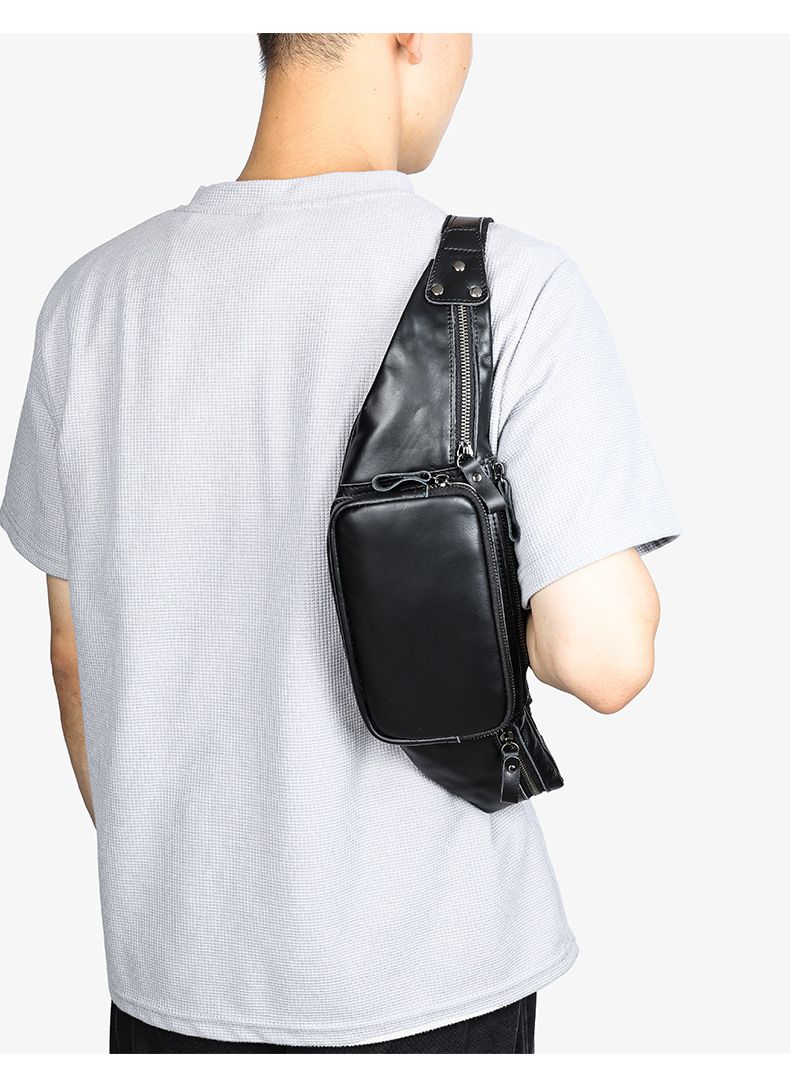 Men's Genuine Leather Waist Bag - Premium Crossbody Sling Bag For Outdoor & Daily Use - Stylish & Durable With Multipurpose Design_voghion.com