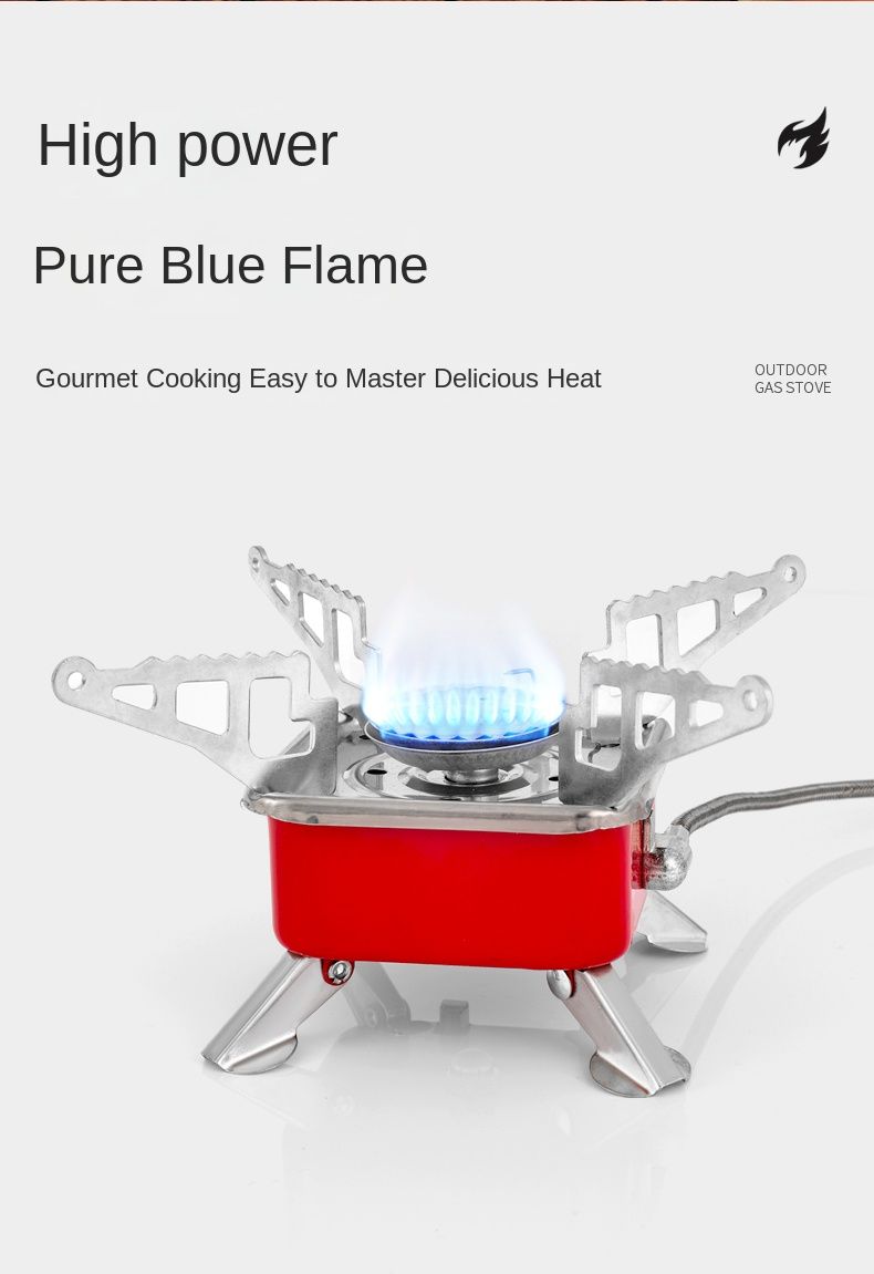 Outdoor Mini Square Herd Gaskocher, tragbarer Klappkassettenherd Campingbrenner Picknickset verbunden mit langem Gas_voghion.com