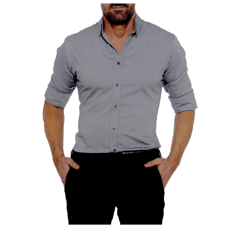 Camicia da uomo CT Plus Size in cotone Oxford con bottoni nascosti e cerniera_voghion.com