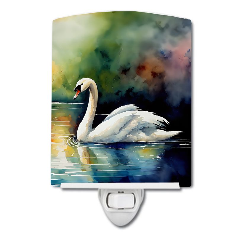NEW Swan Ceramic Night Light Compact, UL-Certified, Ideal for Bedroom, Bathroom, Nursery, Hallway, Kitchen, 6x4x3, Multicolor_voghion.com
