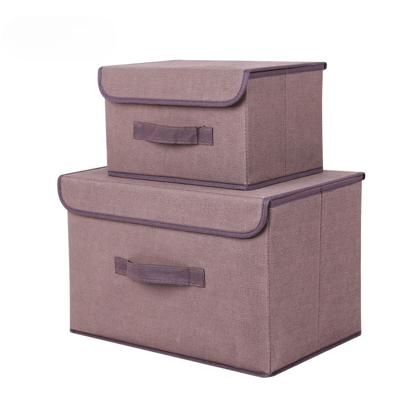 Scatola portaoggetti pieghevole in tessuto di lino, per indumenti e articoli vari, portatile, antipolvere, con coperchio, scatola portaoggetti pieghevole all'ingrosso_voghion.com