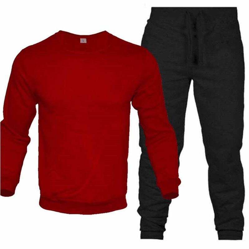 Neues lässiges Rundhals-Kapuzenpullover und Hose, modisches Jogging-Sportswear-Set für Herren_voghion.com