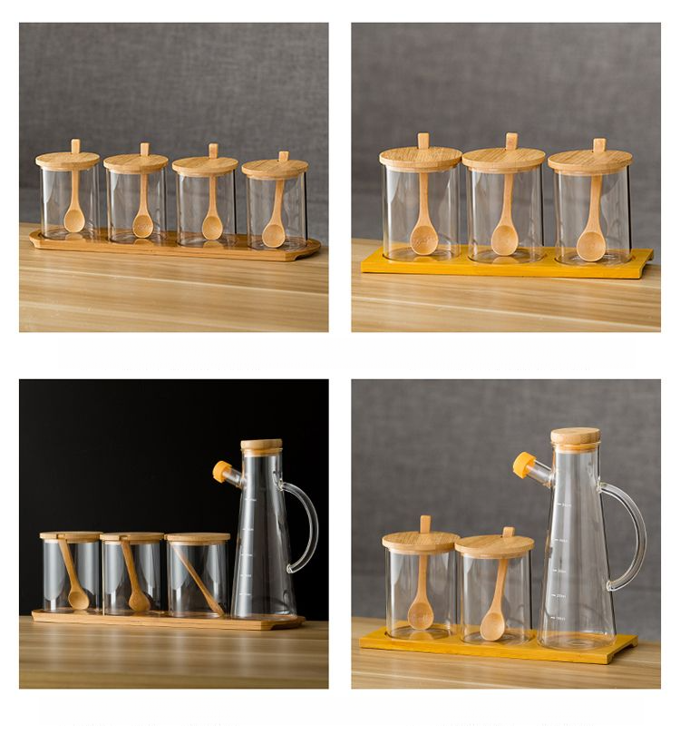 Küche Gewürz Box Set Haushalts Kombination Essig Sojasauce Topf Glas Auslaufsichere Würze Flasche Chili Huhn_voghion.com
