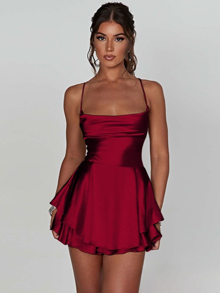 K Sexy Pleated Women's Camisole Dress With Back Drawstring And Strapless Top_voghion.com