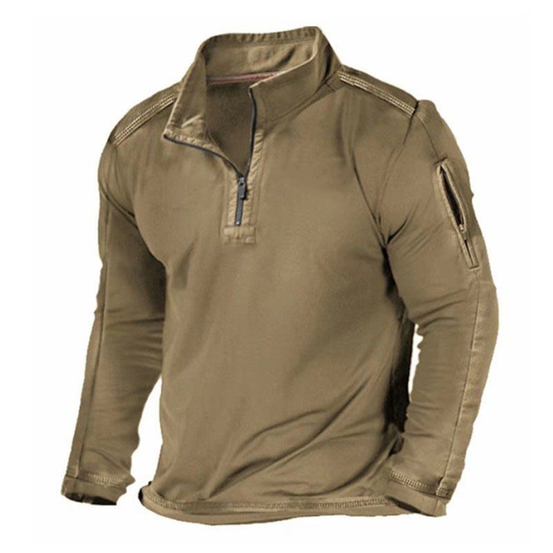 2024 frühling und Herbst männer T-shirt Außen Zipper Tasche Lange ärmeln Pullover_voghion.com