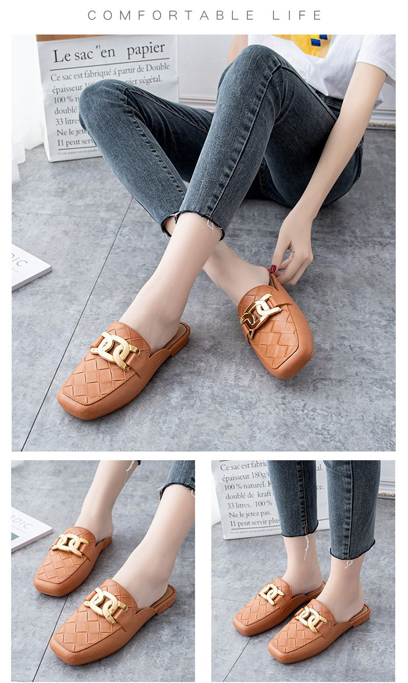P7 Baotou half women's fashion summer outerwear, non-slip flat slippers, casual single shoes, outdoor sandals_voghion.com