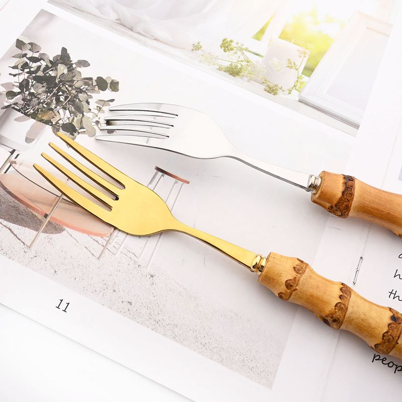 Bamboo Handle Flatware - Western Style Tableware_voghion.com