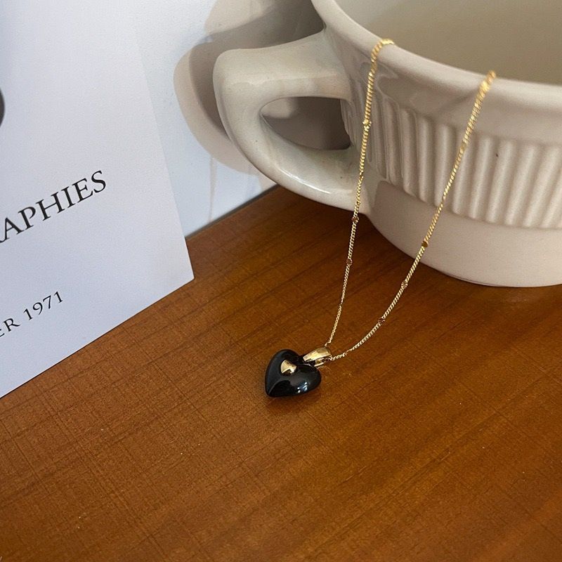 Collana con ciondolo coreano alla moda per donna, catene per clavicola a forma di cuore in smalto smaltato, collari per collo 2024, nuovi gioielli alla moda primaverili_voghion.com