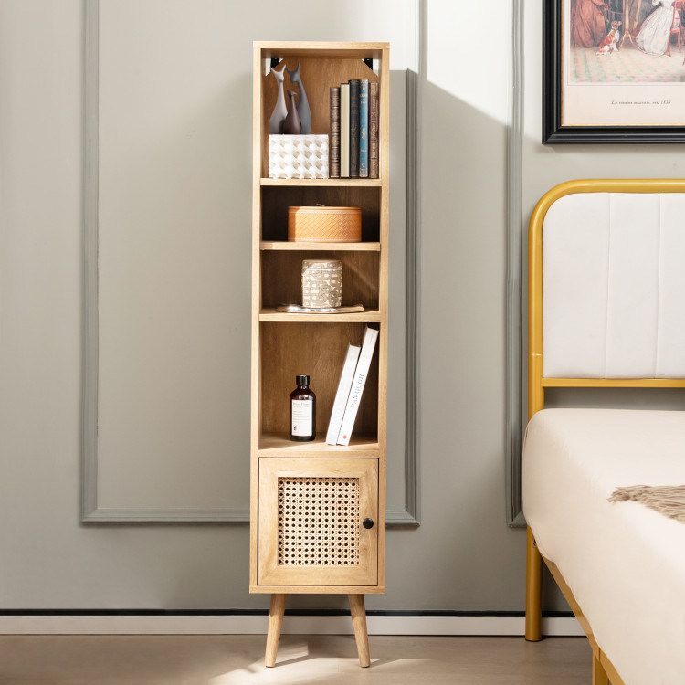 4 Tiers Rattan Storage Cabinet with Slim Design_voghion.com