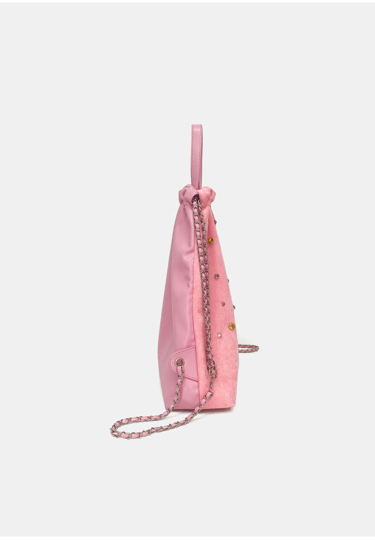 Korean version of niche design silver gem backpack women's 2023 new chain all-match large-capacity class backpack_voghion.com