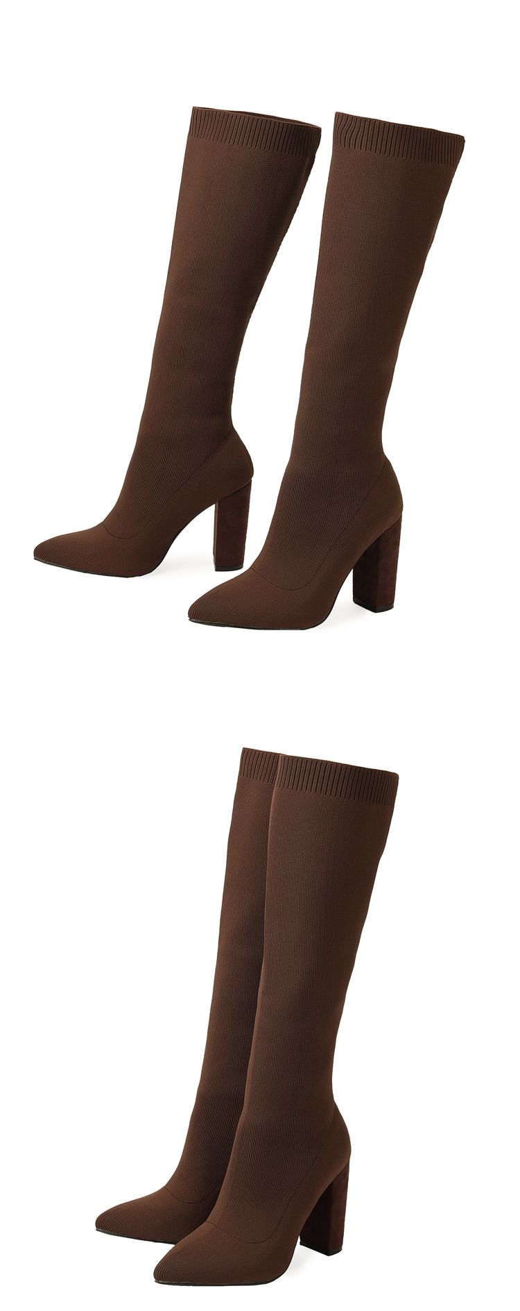 Elastic skinny over knee long boots women's new autumn and winter thick heel platform high knight boots women's sleeve fashion boots_voghion.com