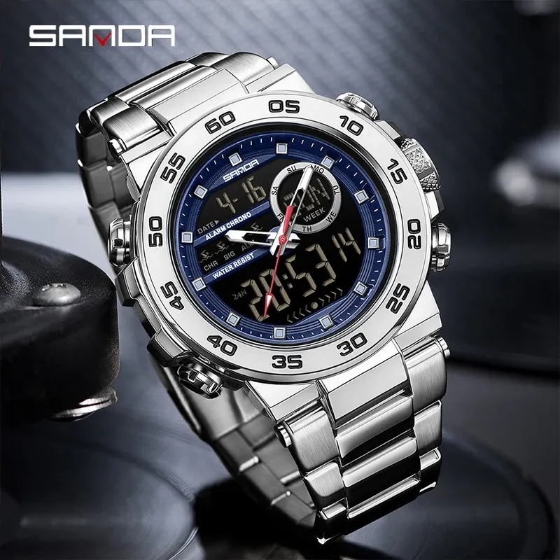 Reloj electrónico para hombre, deportivo para exteriores, multifuncional, resistente al agua, con esfera grande y doble pantalla, analógico y digital._voghion.com