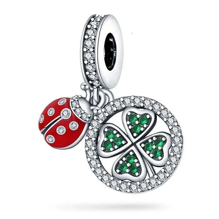 925 Sterling Silver Lucky U-shaped Horseshoe Clover Tree Pendant Charms Beads Fit Bracelet DIY Accessory For Women Gift_voghion.com