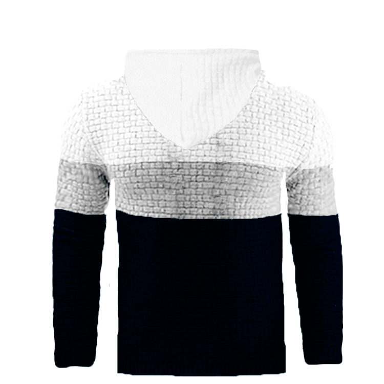 Herren Jacquard Pullover Langarm Pullover Warme Farbe Kapuzenpullover_voghion.com