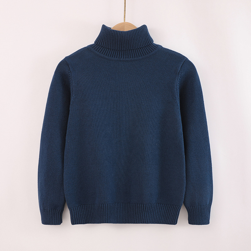Pull à col roulé pour enfants, pull à Base en tricot pour filles, couleur unie, automne et hiver_voghion.com