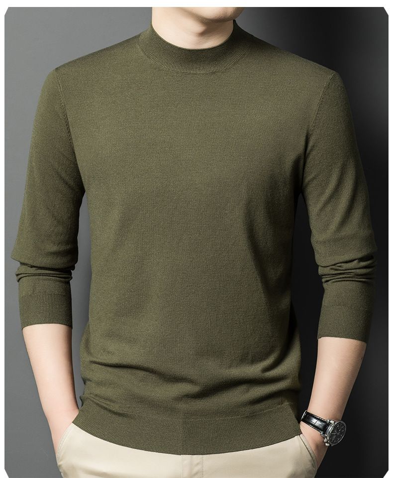 Herren-Kammgarnpullover – Dicker Strickpullover mit halbhohem Kragen für Herbst & Winter (Kamel/Beigegrau/Stahlgrau/Schwarz_voghion.com