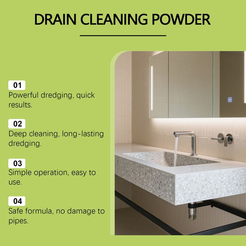 Polvere detergente per sturare gli scarichi intasati della cucina e del bagno Jakehoe Pipe_voghion.com