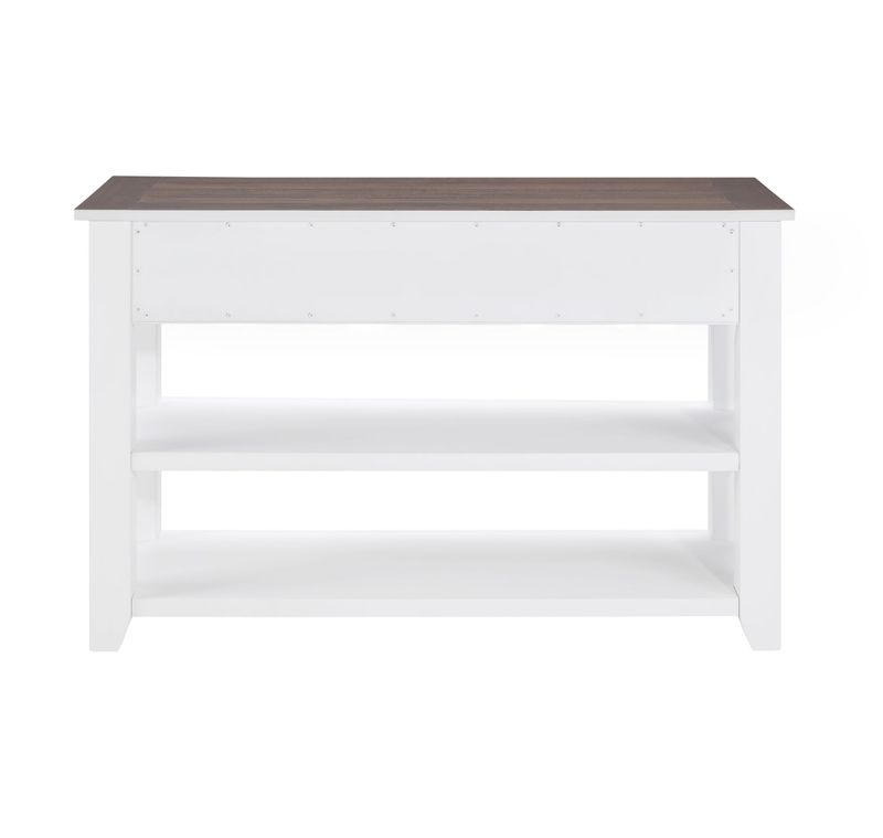 Retro Design Console Table With Two Open Shelves, Pine Solid Wood Frame And Legs For Living Room_voghion.com
