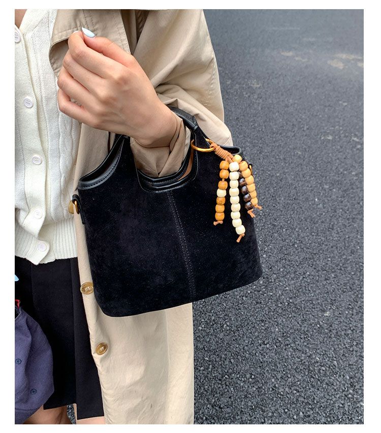 Borsa a secchiello con tracolla singola versatile in pelle scamosciata da donna, nuova moda 2025, borsa a mano Melad_voghion.com