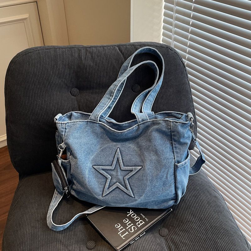 Borsa a tracolla piccola da donna, stile coreano, versatile, da portare sottobraccio, modello 2025, in denim alla moda_voghion.com