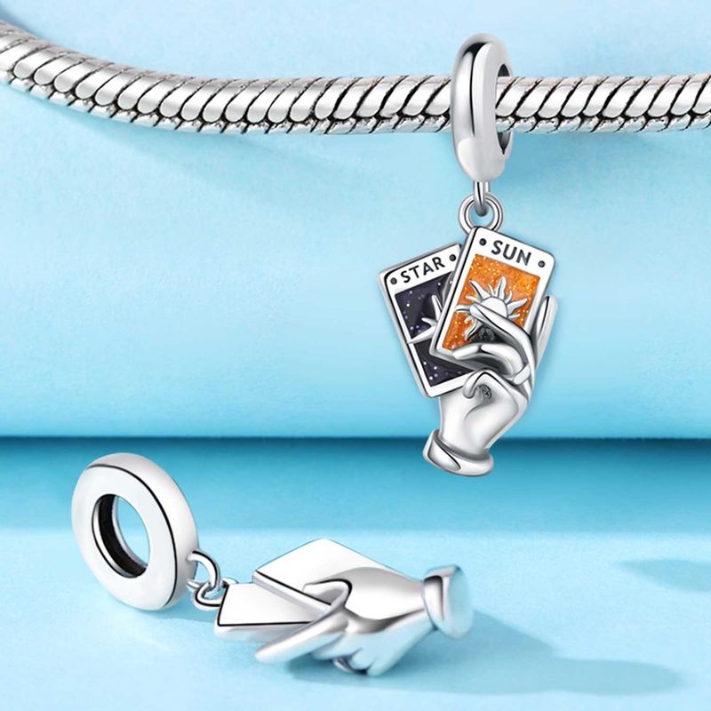 Kadın Takıları Yıldız Ay ve Güneş Charm Kolye Moda Boncuklu Takı Kendin Yap Kolye Bilezik Aksesuarları Kadın Bakır Gümüş_voghion.com