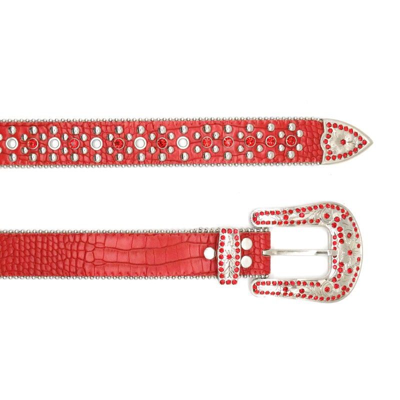Waterdiamanten riem, universeel legeringskruis voor mannen en vrouwen, ingelegd met klinknagels, gepersonaliseerde hiphop, niche en internet_voghion.com